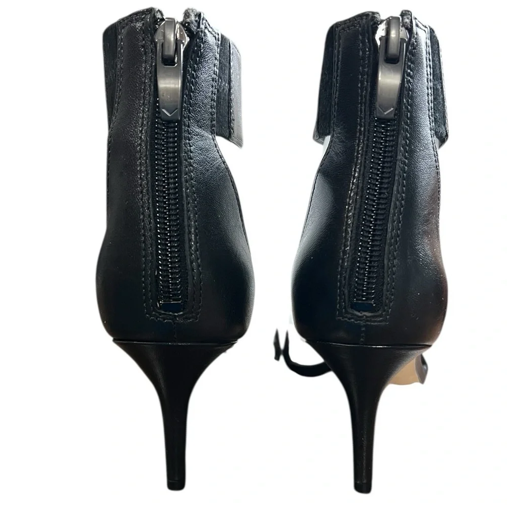 Via Spiga B-Lavinia Black Stilettos Zippered Heel and Ankle Strap Accents 6M